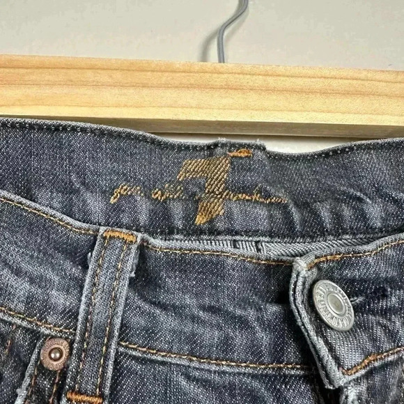 7 for all Mankind Bootcut Low Rise Jeans Faded Black Denim Size 28 - Picture 2 of 9